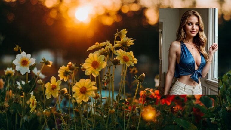 Eleanor and flowers in a field