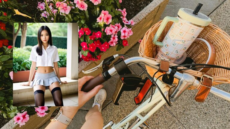 Olivia and a bicycle
