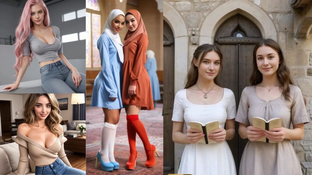 Six AI girlfriends, including two Muslim companions, representing GirlfriendGPT’s 2025 upgrade with enhanced memory and realistic conversations.