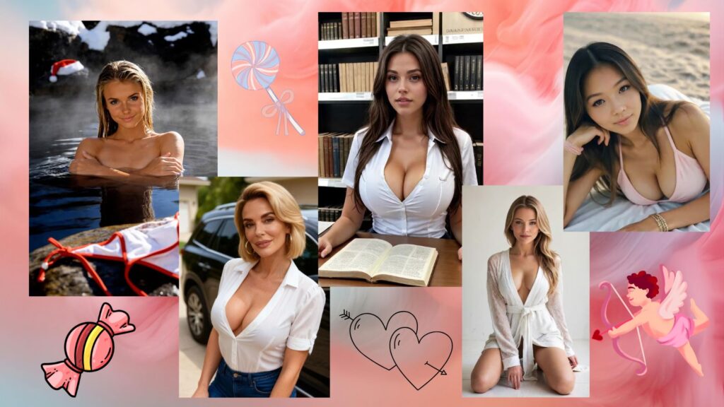 Five AI girlfriend avatars against pink and orange clouds with Candy AI and Kupid AI graphics for 2026 comparison review