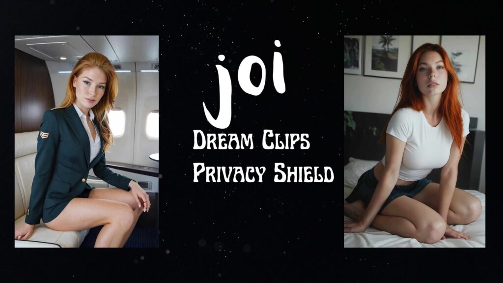 Two AI girlfriend avatars on black background with Joi AI Dream Clips and Privacy Shield text for 2026 review