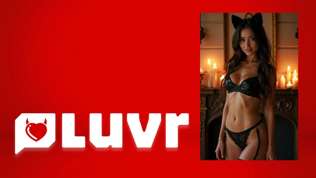 AI girlfriend with candlelight behind her against red background with Luvr AI branding for 2026 personality review