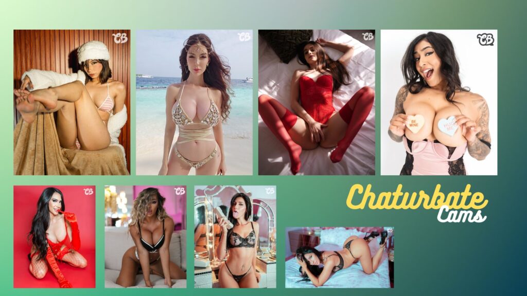 A professional comparison graphic featuring 8 diverse cam models posed against a vibrant green background, with the text "Chaturbate Cams" representing the 2026 variety leader in live streaming.