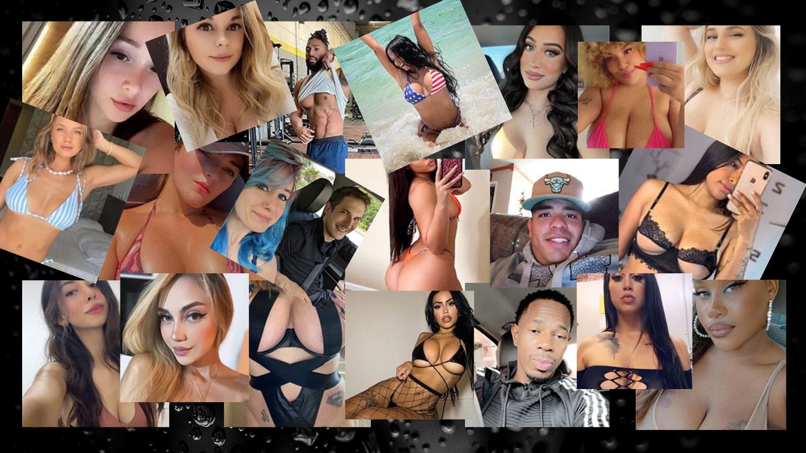 Diverse group of men and women smiling against a black background, representing varied profiles found on modern dating platforms.