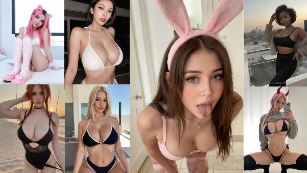 A high-quality lineup of 7 AI girls, including realistic companions and anime characters, representing the 300+ diverse personality archetypes available on the GoLove AI platform in 2026 with 100% unfiltered NSFW capabilities.